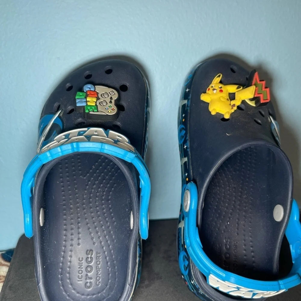 CROCS Blue Slippers with Perforated Design